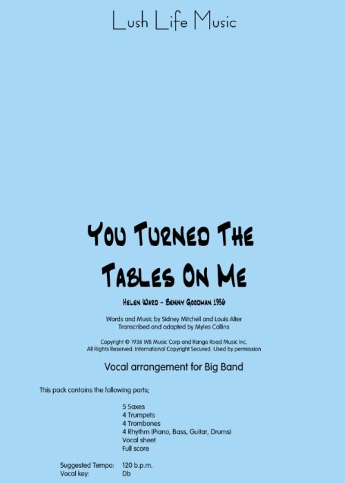 You Turned the Tables on Me (Vocal Solo with Jazz Ensemble - Score and Parts)